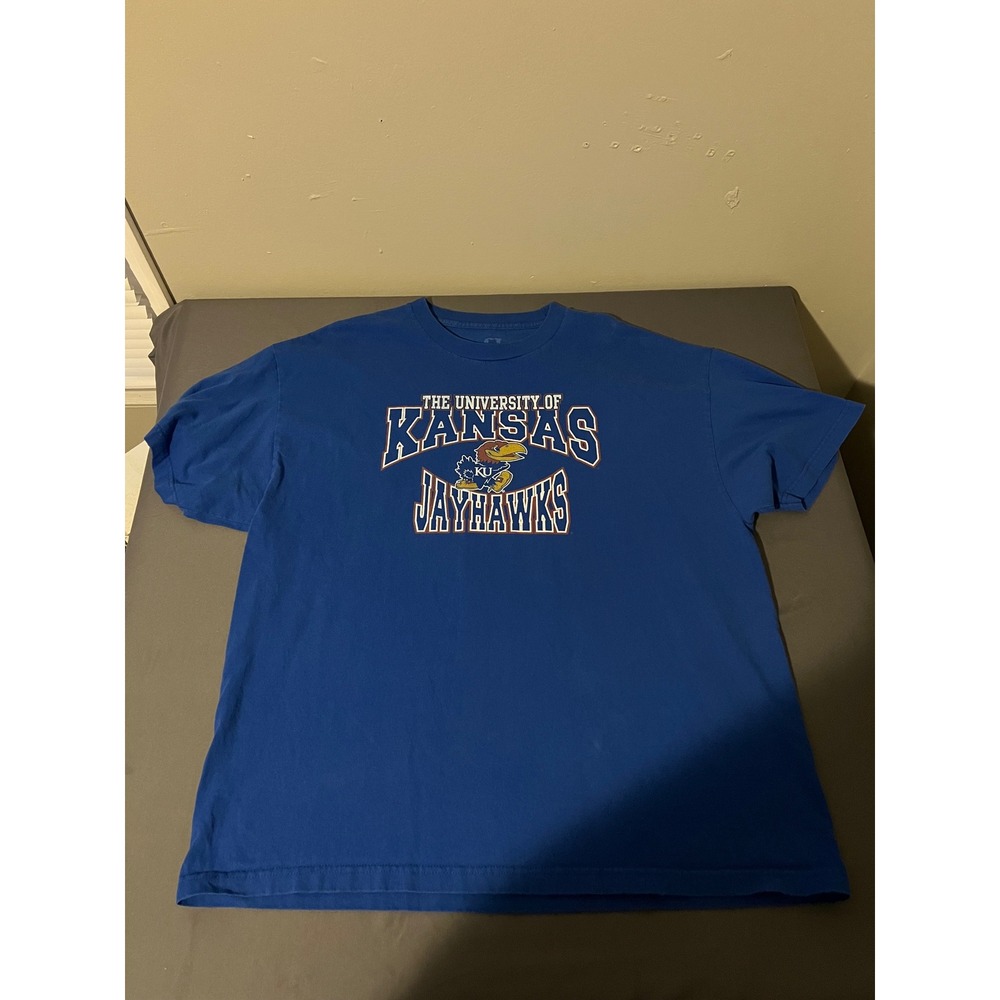 CI Sport University of‎ Kansas Jayhawks Graphic T-Shirt Mens XXL Blue Cotton Tee
